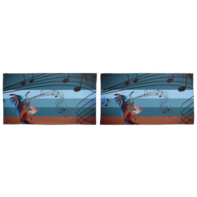 Southwest Kokopelli Music 2 King Size Pillowcases (Front-Set)