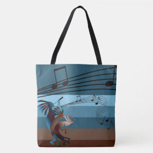 Southwest Kokopelli Music All-Over-Print Lg Tote Bag