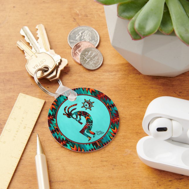 Southwest Kokopelli Playing Flute Keychain (Desk)