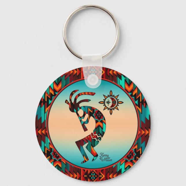 Southwest Kokopelli Playing Flute Keychain (Front)