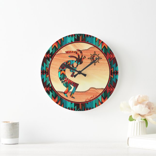 Southwest Kokopelli Round Clock (Home)