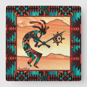Southwest Kokopelli Square Clock