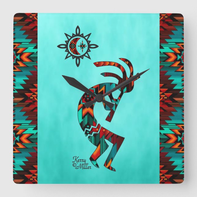 Southwest Kokopelli  Square Wall Clock (Front)