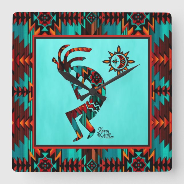 Southwest Kokopelli Square Wall Clock (Front)