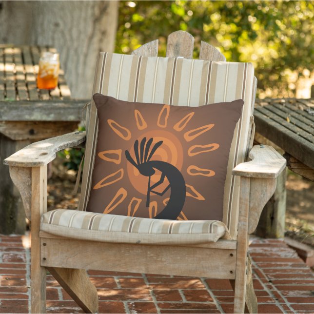 Southwest Kokopelli Sun Rustic Outdoor Pillow (Chair)