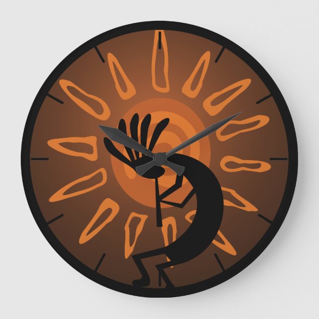 Southwest Kokopelli Sun Rustic Round Clock (Front)