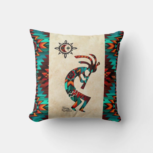 Southwest Kokopelli Throw Pillow (Front)