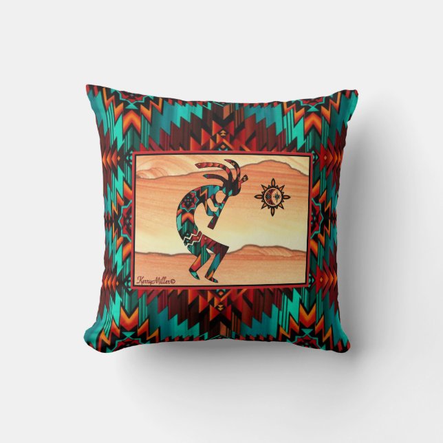 Southwest Kokopelli Throw Pillow (Front)