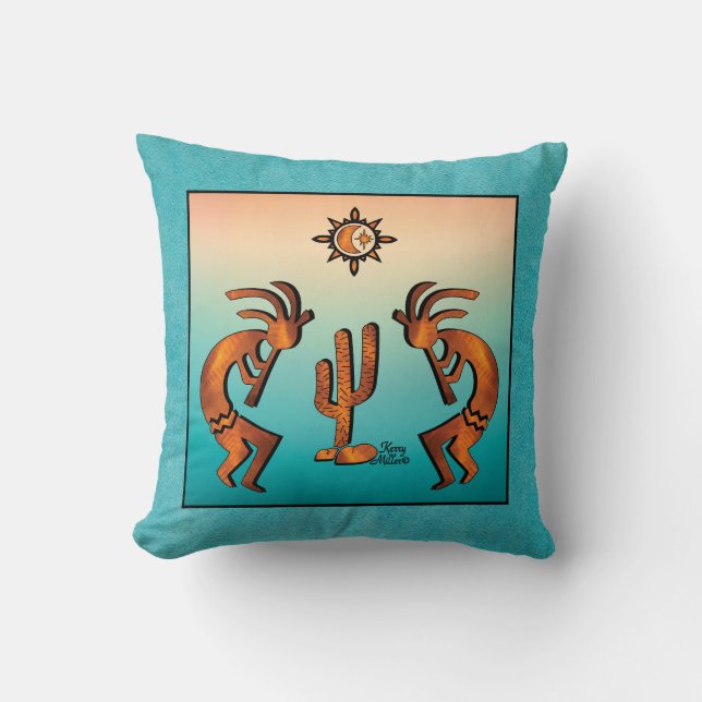 Southwest Kokopelli Throw Pillow (Front)