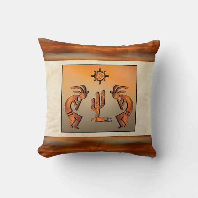 Southwest Kokopelli Throw Pillow (Front)