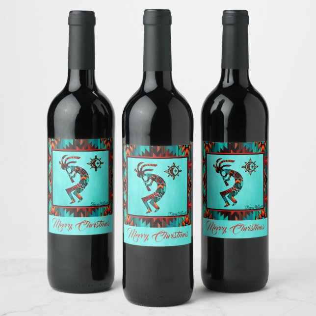 Southwest Kokopelli Wine Label (Bottles)