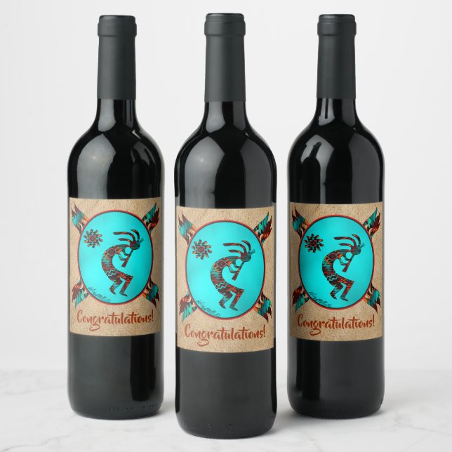 Southwest Kokopelli Wine Label (Bottles)