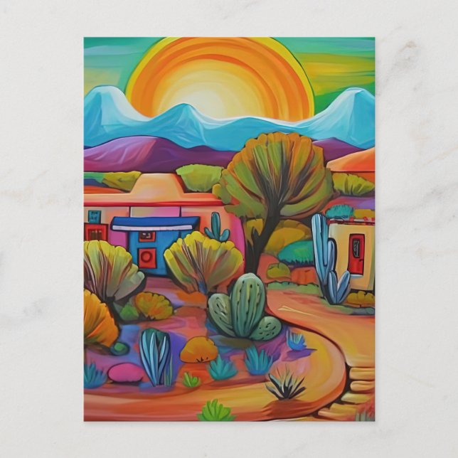 Southwest Landscape Background Holiday Postcard (Front)