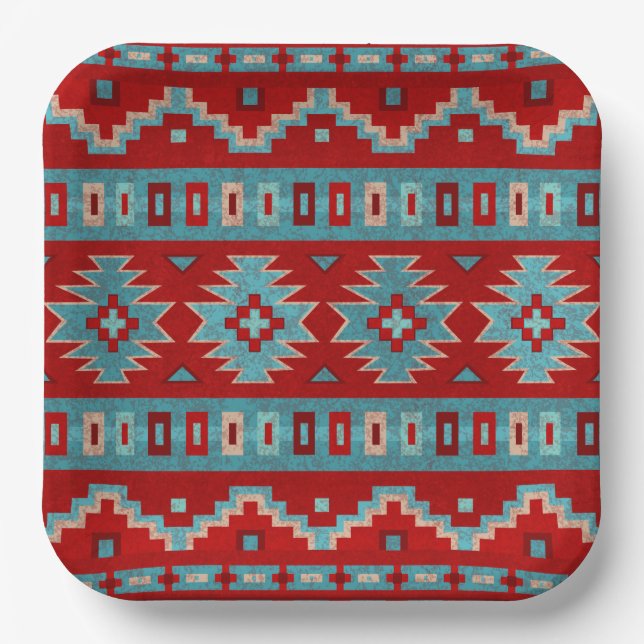 Southwest Mesas Geometric Print Paper Plates (Front)