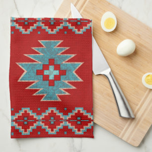 Southwest Mesas Red and Turquoise Tea Towel