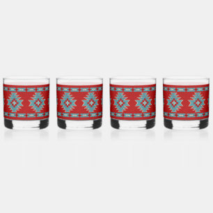 Southwest Mesas Red and Turquoise Whiskey Glass