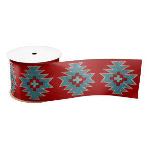 Southwest Mesas Red & Turquoise 3" Satin Ribbon
