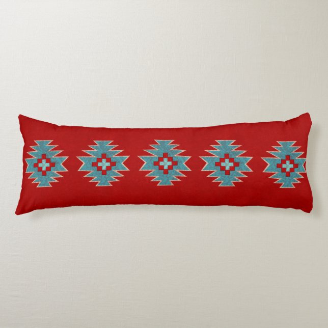 Southwest Mesas Red & Turquoise Body Cushion (Front)