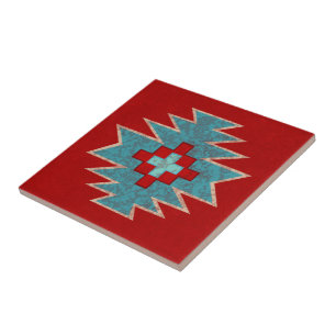 Southwest Mesas Red & Turquoise Ceramic Tile