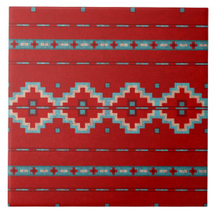 Southwest Mesas Red & Turquoise Ceramic Tile