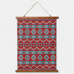 Southwest Mesas Red & Turquoise Geometric Pattern Hanging Tapestry