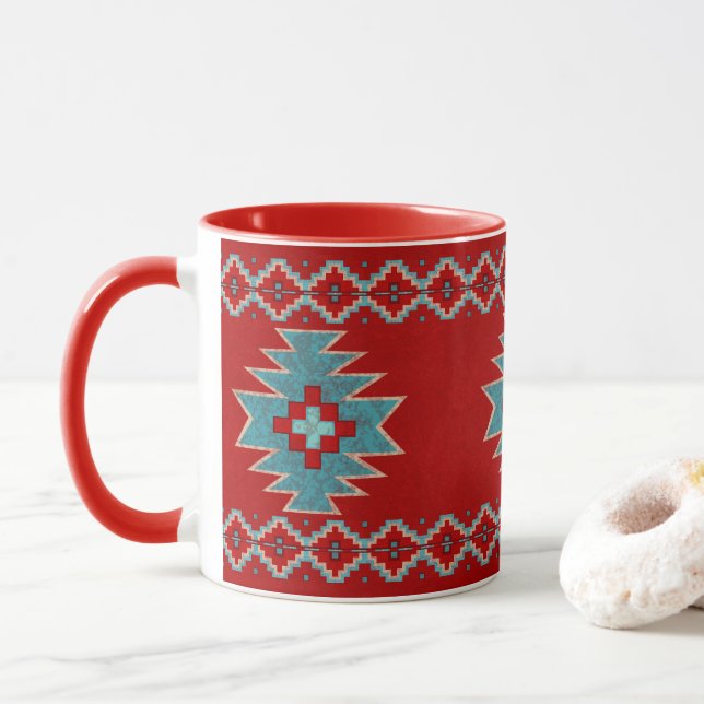 Southwest Mesas Red & Turquoise Mug (With Donut)