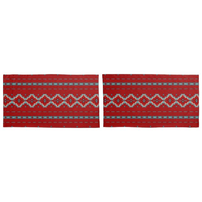 Southwest Mesas Red & Turquoise Pillowcase (Back-Set)