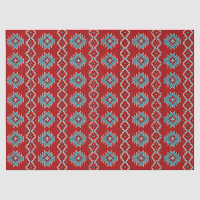 Southwest Mesas Red & Turquoise Tissue Paper (Front)