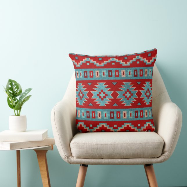 Southwest Mesas Turquoise & Red 20in Cushion (Chair)