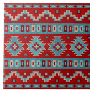 Southwest Mesas Turquoise & Red Ceramic Tile