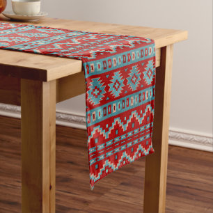 Southwest Mesas Turquoise & Red Medium Table Runner