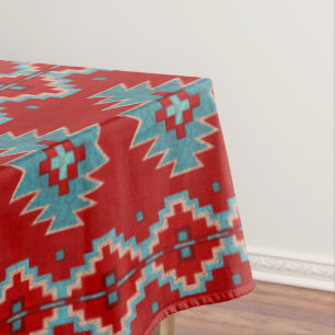 Southwest Mesas Turquoise & Red Tablecloth