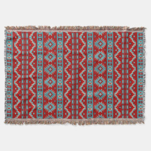 Southwest Mesas Turquoise & Red Throw Blanket
