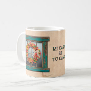 Southwest Mi Casa Chile Ristra Wreath Personalized Coffee Mug