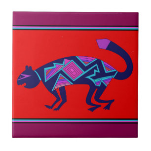 Southwest Mimbres Cat Tile