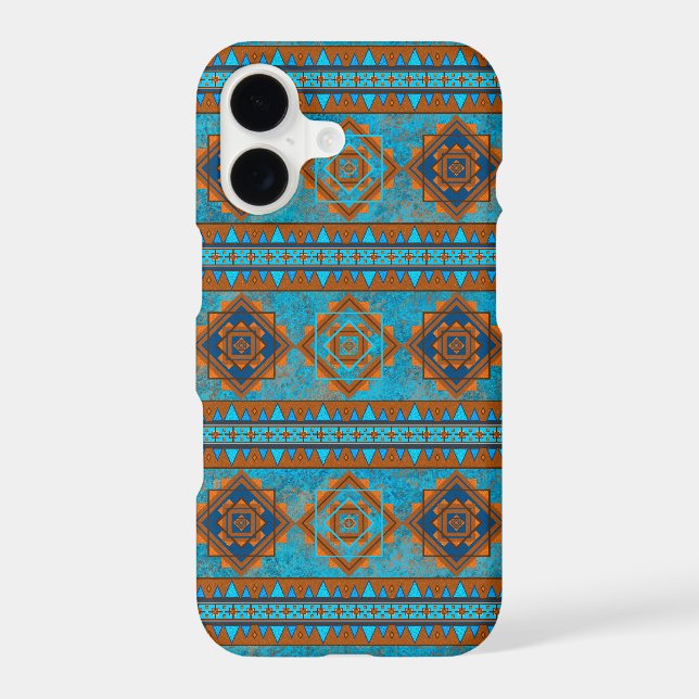 Southwest Mountain Peaks Blue Geometric Pattern (Back)