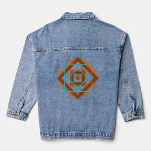 Southwest Mountain Peaks Geometric  Denim Jacket