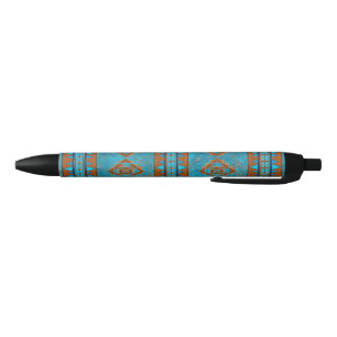 Southwest Mountain Peaks Geometric Pattern Black Ink Pen