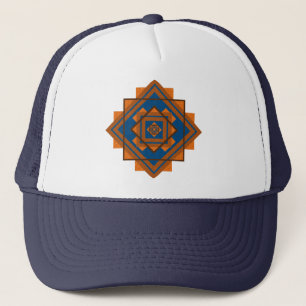 Southwest Mountain Peaks Geometric Pattern Trucker Hat