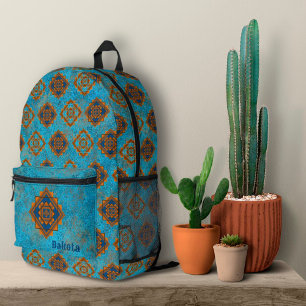 Southwest Mountain Peaks Personalised Turquoise  Printed Backpack