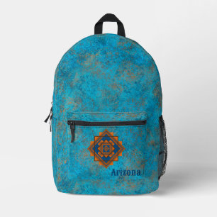 Southwest Mountain Peaks Personalised Turquoise Printed Backpack