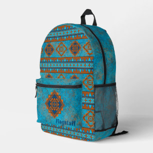 Southwest Mountain Peaks Personalised Turquoise Printed Backpack