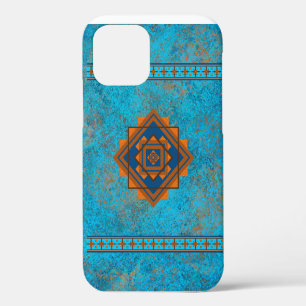 Southwest Mountain Peaks Turquoise Blue Geometric iPhone 12 Case