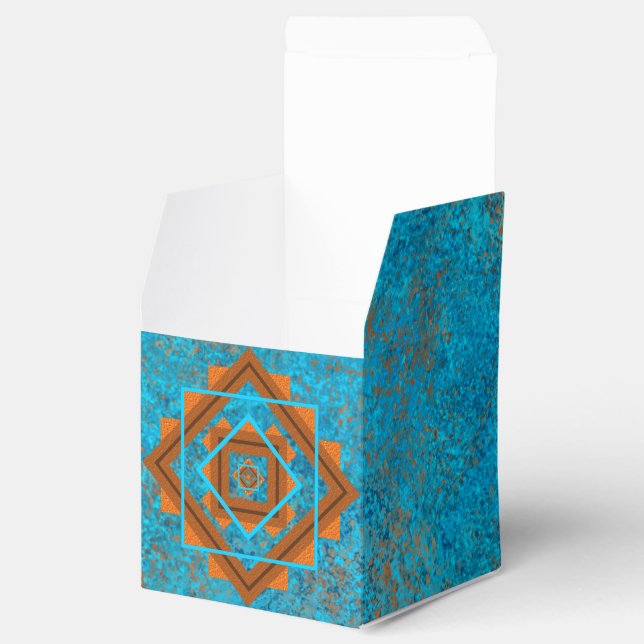 Southwest Mountain Peaks Turquoise Geometric Favour Box (Opened)