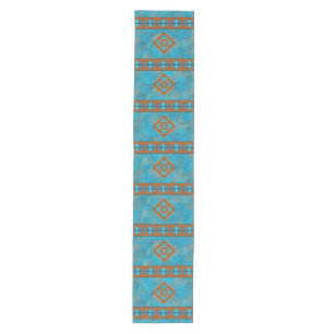 Southwest Mountain Peaks Turquoise Geometric Medium Table Runner