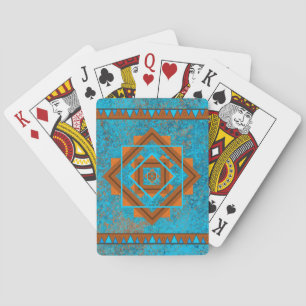 Southwest Mountain Peaks Turquoise Geometric Playing Cards