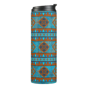 Southwest Mountain Peaks Turquoise Geometric  Thermal Tumbler