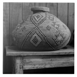 Southwest Native American Baskets Grey  Ceramic Tile