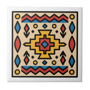 Southwest Native American Geometric Design Ceramic Tile