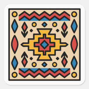 Southwest Native American Geometric Design Square Sticker